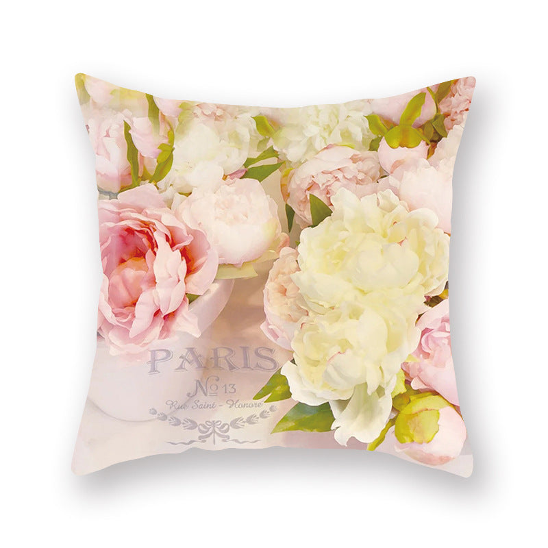 Watercolor Flower Pillow Digital Printing Car Office Pillow Cushion Wish Home