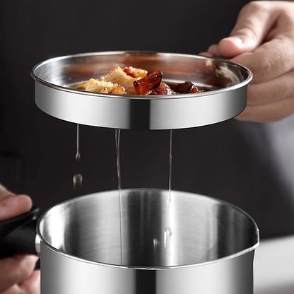 1pc Home Kitchen Container With Strainer Easy To Holding When Need Stainless Steel Made For Storage Cooking Oil And Grease 1.8L/ 60 Oz for hotels, restaurant, bulk kitchenware&tableware Eid Al-Adha Mubarak