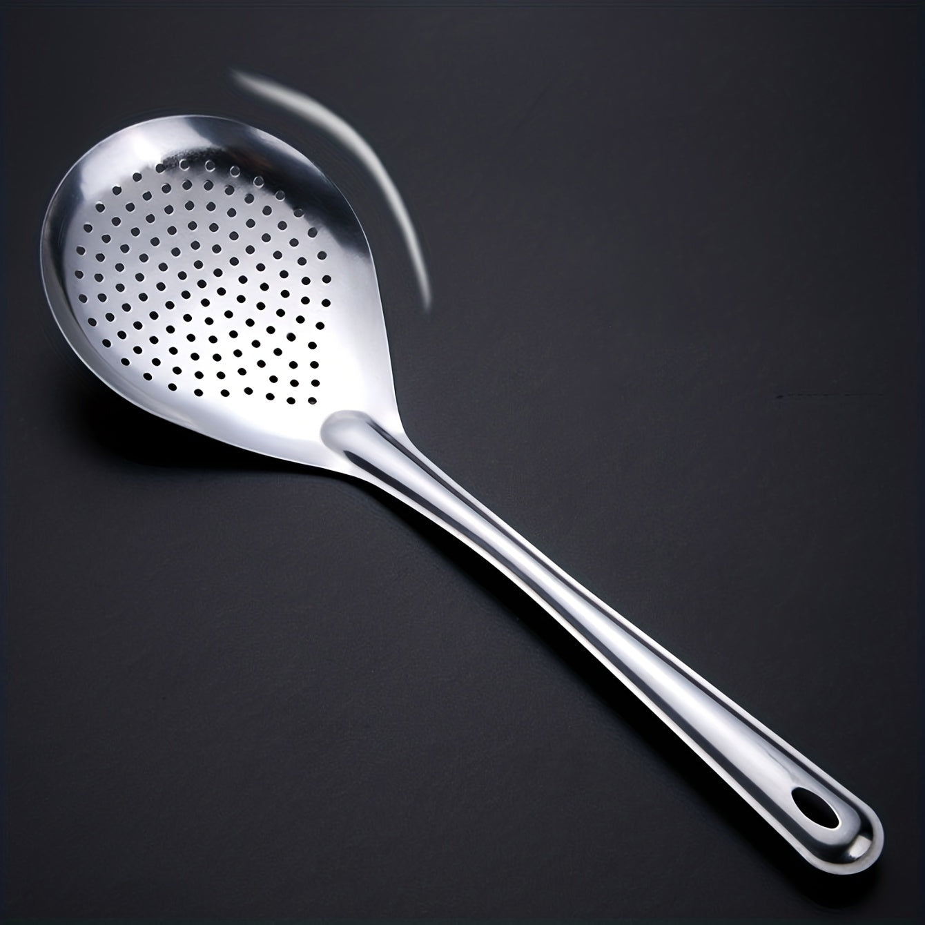 1pc Stainless Steel Large Colander Skimmer, Kitchen Strainer For Frying & Hot Pot, Draining Accessory For Cooking & Baking, Durable Utensil For Restaurant Use Eid Al-Adha Mubarak