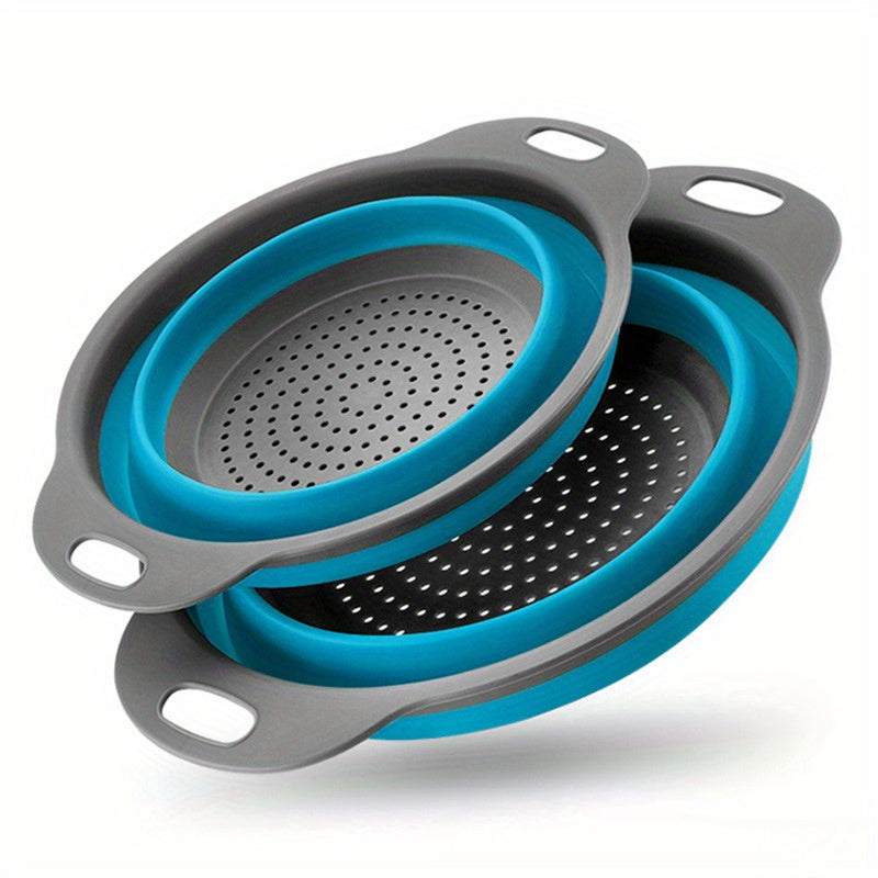 1pc FlexiLife Silicone Collapsible Strainer, Multifunctional Folding Draining Basket with Handle, Space-Saving Kitchen Colander for Washing and Draining Fruits and Vegetables