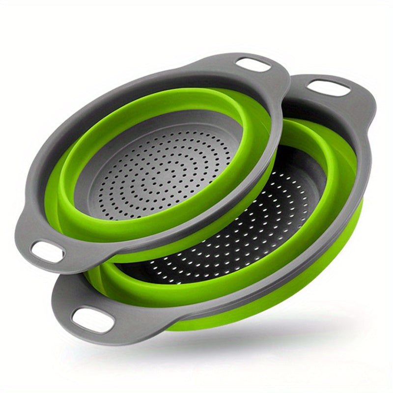 1pc FlexiLife Silicone Collapsible Strainer, Multifunctional Folding Draining Basket with Handle, Space-Saving Kitchen Colander for Washing and Draining Fruits and Vegetables