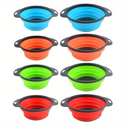 1pc FlexiLife Silicone Collapsible Strainer, Multifunctional Folding Draining Basket with Handle, Space-Saving Kitchen Colander for Washing and Draining Fruits and Vegetables