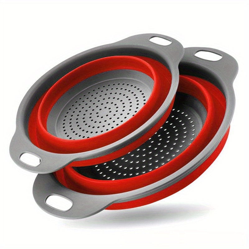 1pc FlexiLife Silicone Collapsible Strainer, Multifunctional Folding Draining Basket with Handle, Space-Saving Kitchen Colander for Washing and Draining Fruits and Vegetables
