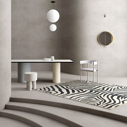 Living Room Cashmere-like Carpet Black And White Striped Thickened Sofa Floor Mat