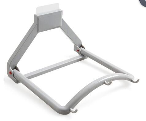 Wall Mounted Plastic Folding Washbasin Storage Rack Wall Hanging Bathroom Strong Sticker Hook Kitchen Storage Shelves Space Save