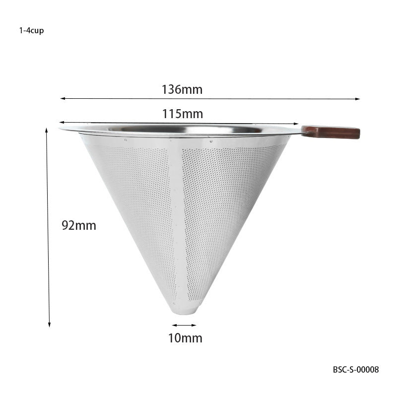 V60 Stainless Steel With Base Filter-free Paper Strainer Coffee Filter
