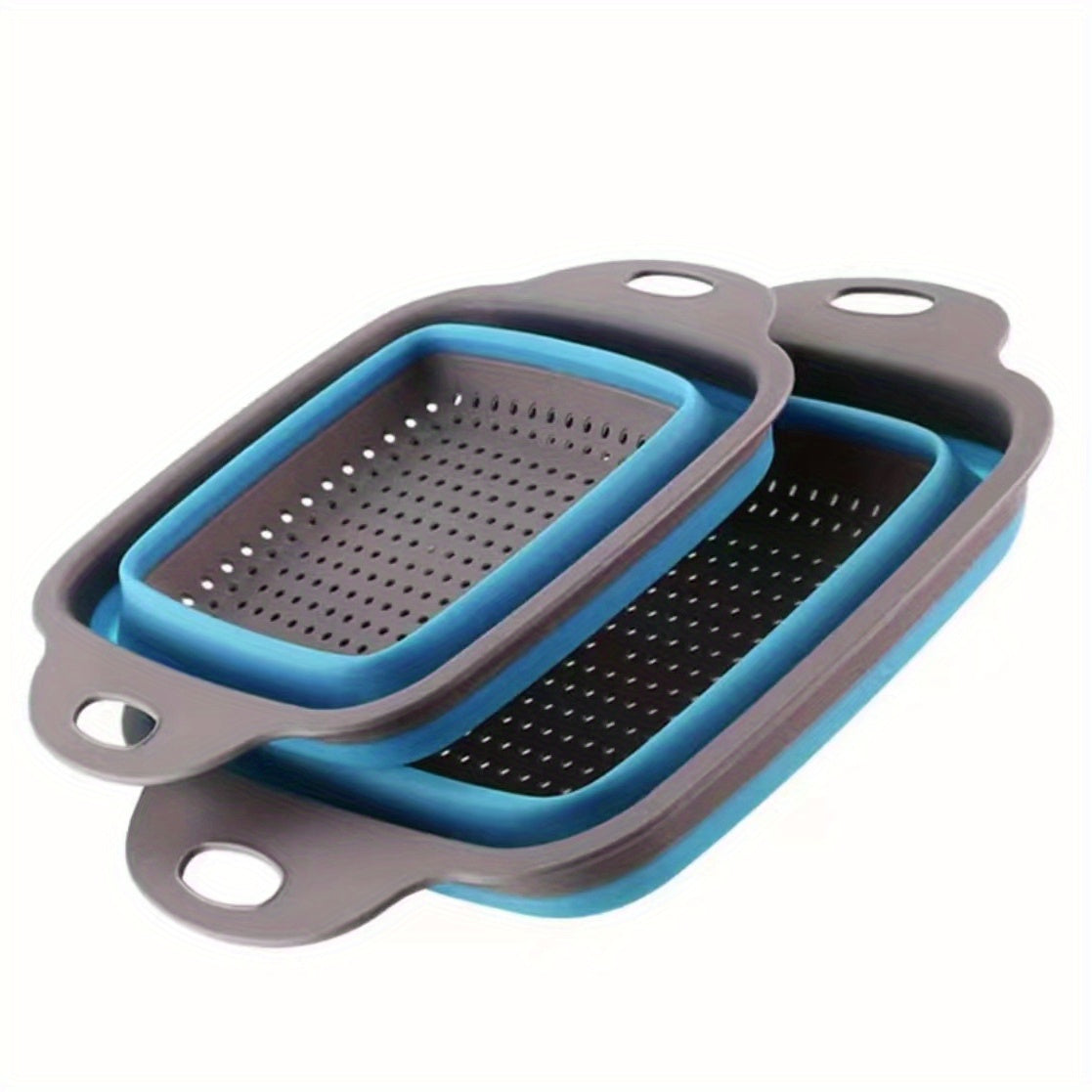 2pcs, Silicone Colander, Foldable Silicone Colander, Vegetable Washing Basket Strainer, Household Fruit Washing Basket Strainer, Kitchen Sink Folding Square Drain Basket, Fruit And Vegetable Basket, Kitchen Accessaries, Back