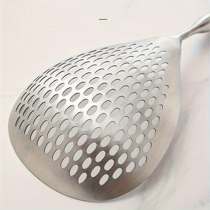 1pc Stainless Steel Large Colander Skimmer, Kitchen Strainer For Frying & Hot Pot, Draining Accessory For Cooking & Baking, Durable Utensil For Restaurant Use Eid Al-Adha Mubarak