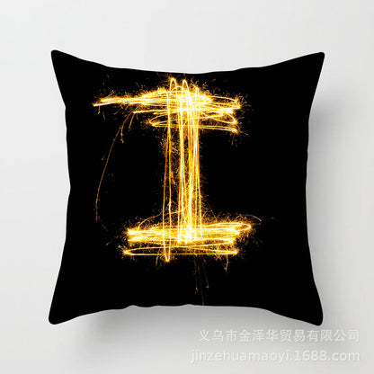 Pillow Cover Home Decor Black Golden Letter Printed Cushion