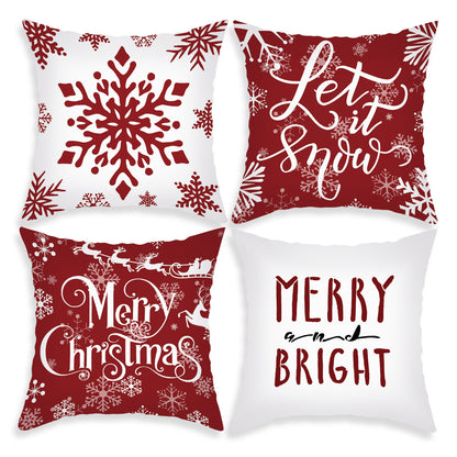 Pillow Cover Cartoon Santa Claus Elk Holiday Decoration Sofa Cushion Cover