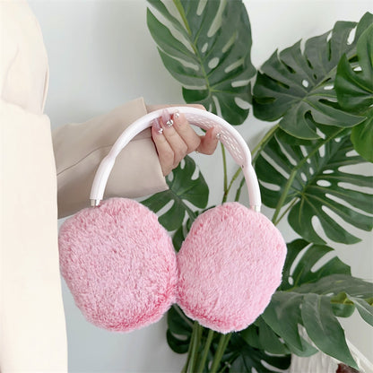 Plush Solid Color Leopard Print Head-mounted Headphone Case