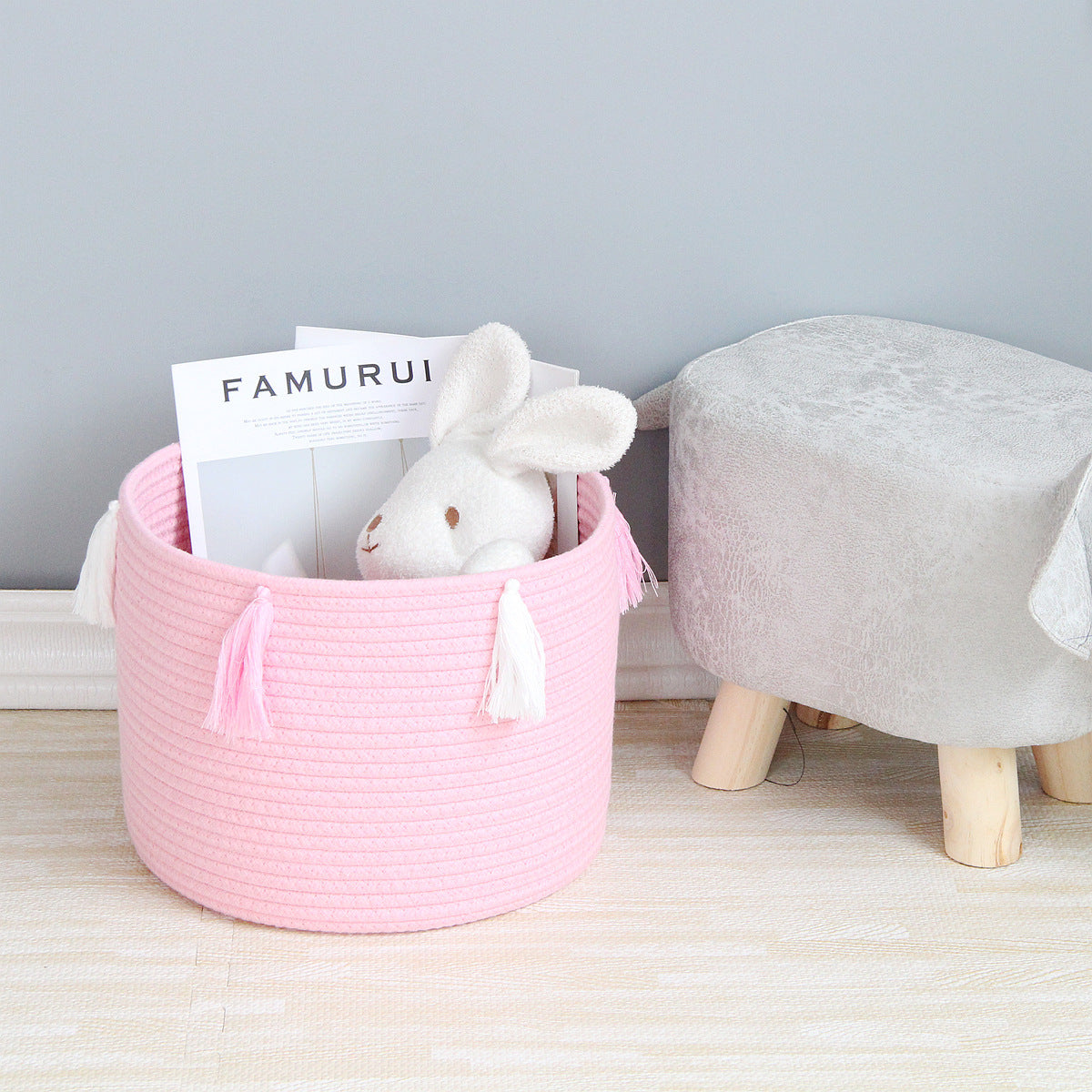 Hand-woven storage bucket