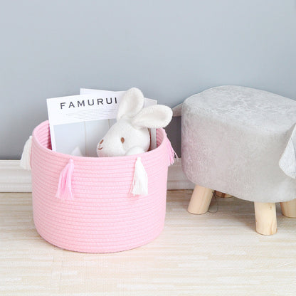Hand-woven storage bucket