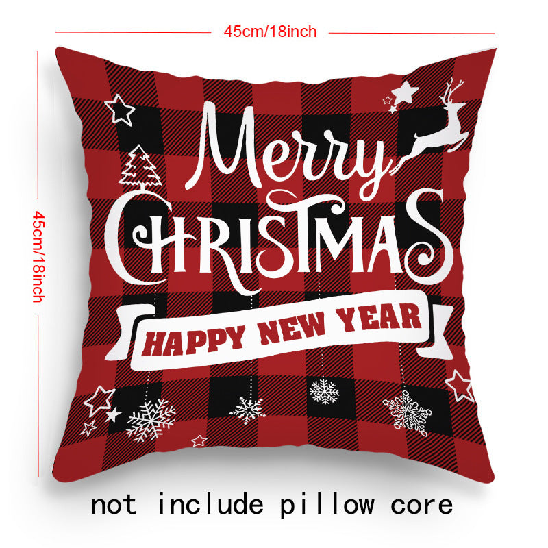 Pillow Cover Cartoon Santa Claus Elk Holiday Decoration Sofa Cushion Cover