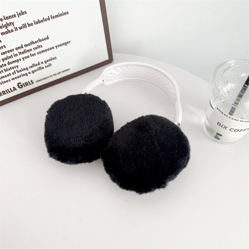 Plush Solid Color Leopard Print Head-mounted Headphone Case