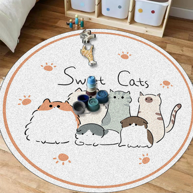 Round Carpet Bedroom Cute Floor Mat Bedside Climbing Pad Thickened