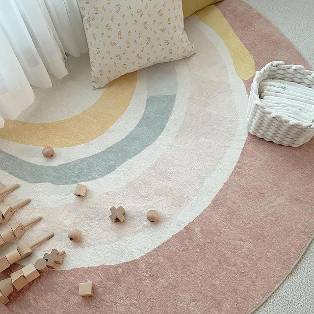 Round Rainbow Bedroom Carpet Mat