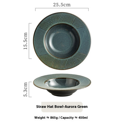 Table-mounted Thick Soup Deep Plates Straw Hat Bowl Pasta Dish