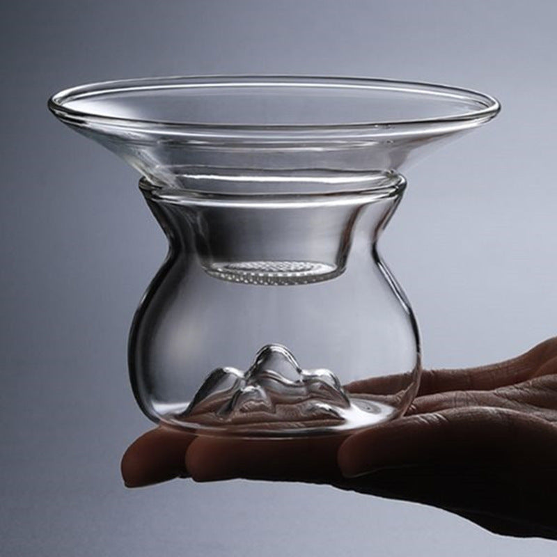 Borosilicate Transparent Glass Mountain View Tea Strainer Filter