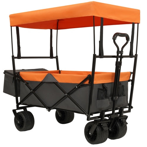 480Lbs Collapsible Wagon With Canopy,Wagon Stroller With 7 All-Terrain Wheels, Lightweight Foldable Wagon, Large Capacity For Camping, Shopping, Sports, And Garden Use,,purple With Mosquito Net
