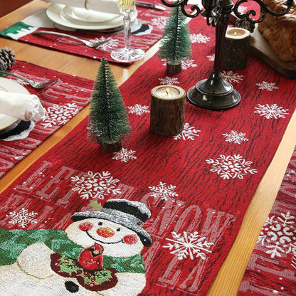 Embroidered Family Tablecloth Snowman Dining Table