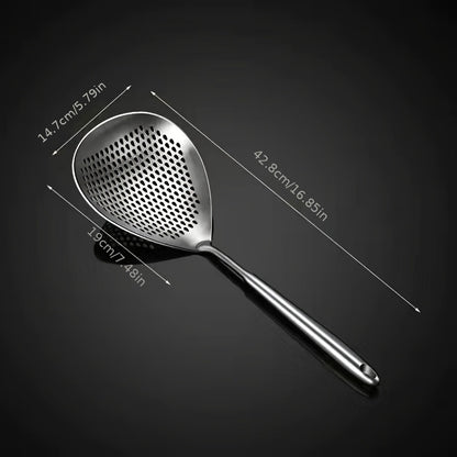 1pc Stainless Steel Large Colander Skimmer, Kitchen Strainer For Frying & Hot Pot, Draining Accessory For Cooking & Baking, Durable Utensil For Restaurant Use Eid Al-Adha Mubarak
