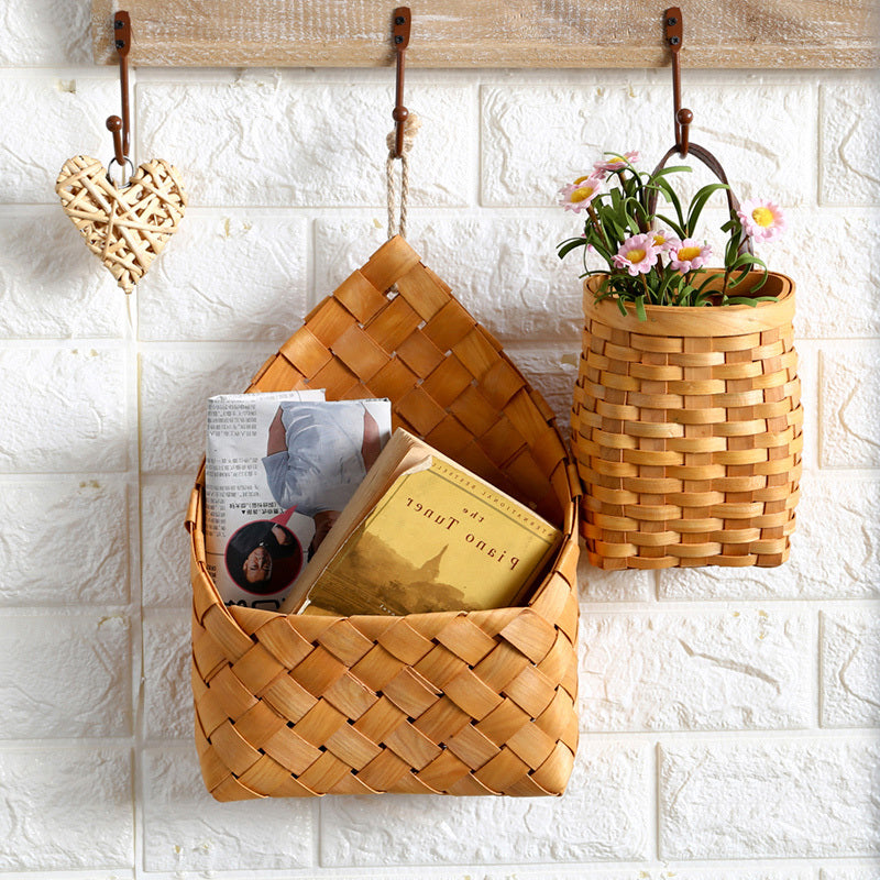Wooden Wall Basket, Manual Storage Basket
