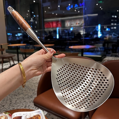 1pc Stainless Steel Large Colander Skimmer, Kitchen Strainer For Frying & Hot Pot, Draining Accessory For Cooking & Baking, Durable Utensil For Restaurant Use Eid Al-Adha Mubarak