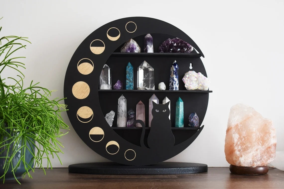 Wooden Wall Mount Display Moon Storage Rack