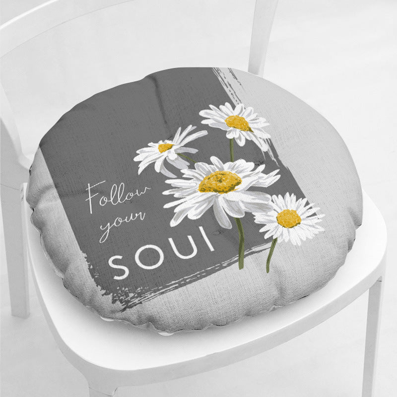 Daisy Thick Square Round Cotton Linen Chair Cushion