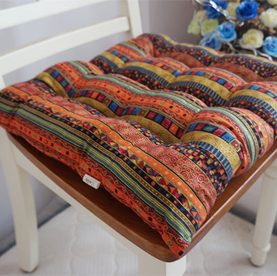 Retro Dark Southeast Asian Ethnic Style Cotton And Linen Chair Cushion