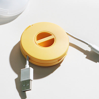 Portable Rotatable Data Cable Headphone Cable Organize Storage Box