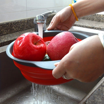 2pcs, Foldable Silicone Colander - Space-Saving Strainer for Vegetables and Fruits - Perfect for Small Kitchens, Dorms, and RVs