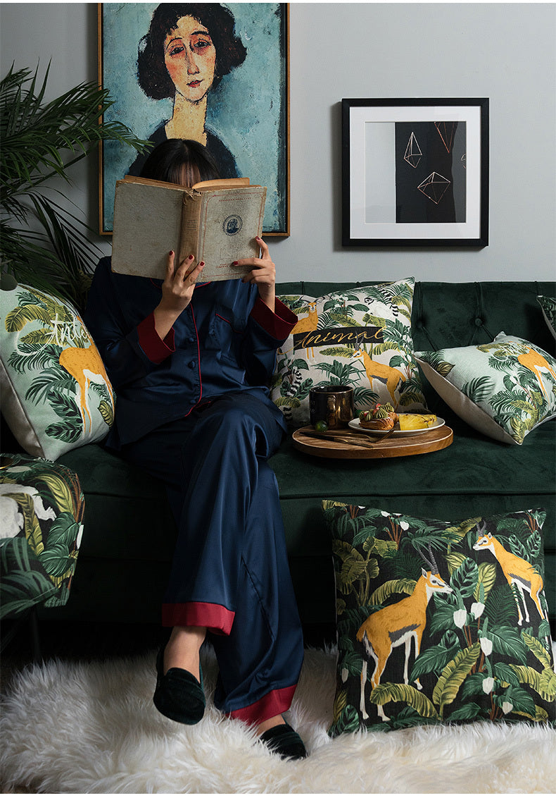 Madagascar, Jungle Animal Cushion Cover in Lush Green