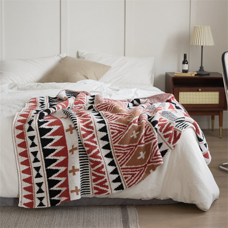 Bedroom Knitted Flower Pattern Blanket