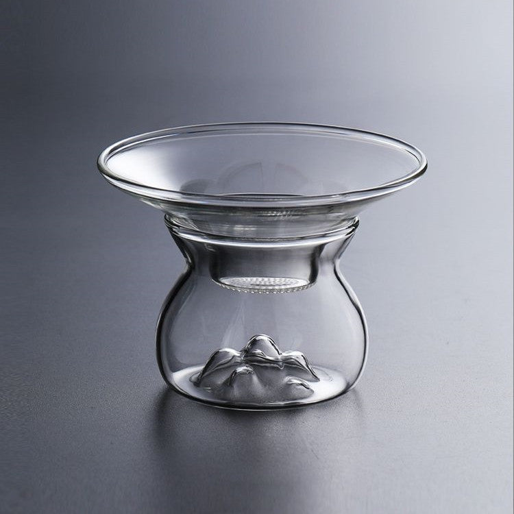 Borosilicate Transparent Glass Mountain View Tea Strainer Filter