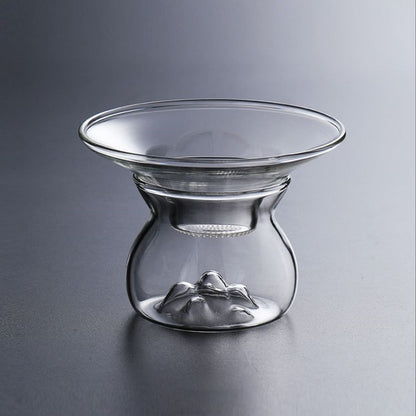 Borosilicate Transparent Glass Mountain View Tea Strainer Filter