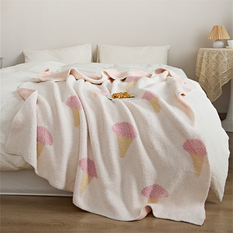 Bedroom Knitted Flower Pattern Blanket