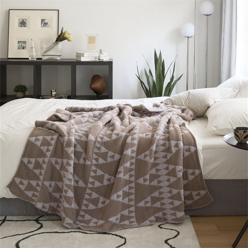 Bedroom Knitted Flower Pattern Blanket