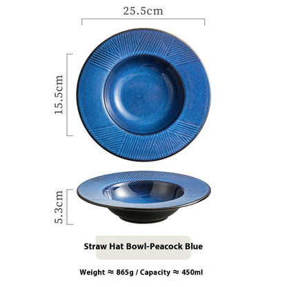 Table-mounted Thick Soup Deep Plates Straw Hat Bowl Pasta Dish