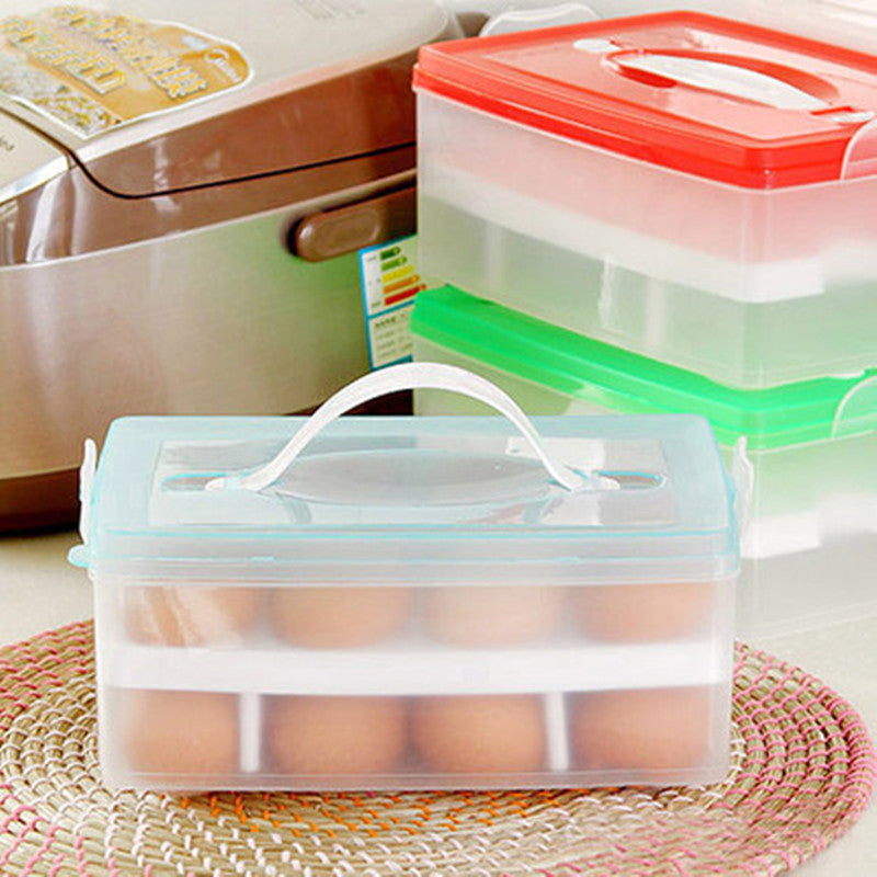 Double-layer Egg Plastic Crisper Household Portable Storage Box 24 Grid Storage Box