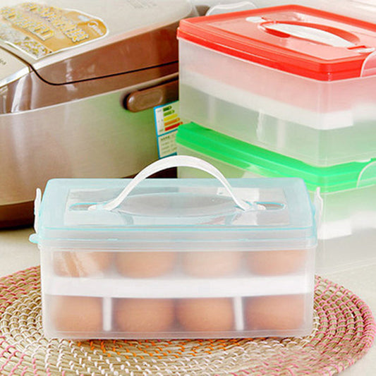 Double-layer Egg Plastic Crisper Household Portable Storage Box 24 Grid Storage Box