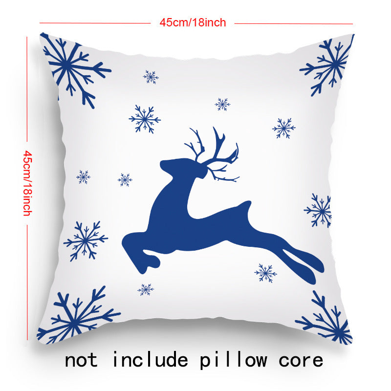 Pillow Cover Cartoon Santa Claus Elk Holiday Decoration Sofa Cushion Cover