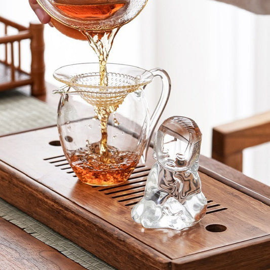 Glass Monk Bamboo Hat Tea Strainer Tea Strainer Ornaments