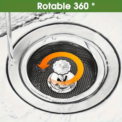 2pcs Kitchen Sink Strainer With Handle & Stopper Replacement Sink Drain Basket Stainless Steel Mesh Filter Strainers Waste Hole Trap For Hotels&restaurant Kitchen