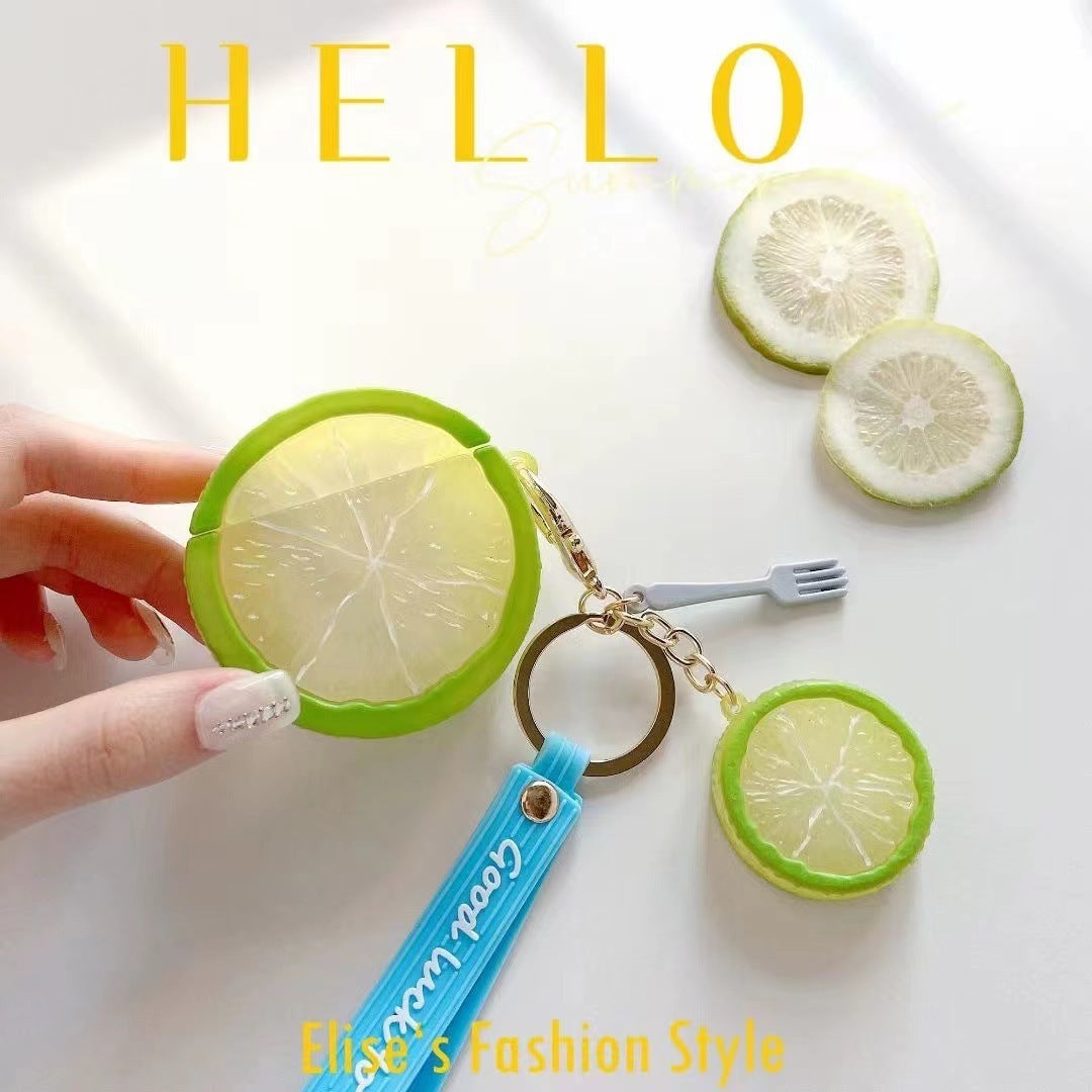 Creative Lemon Headphone Case Airpods1 2pro3 Generation Bluetooth Headset Silicone Soft Case Earphone Box