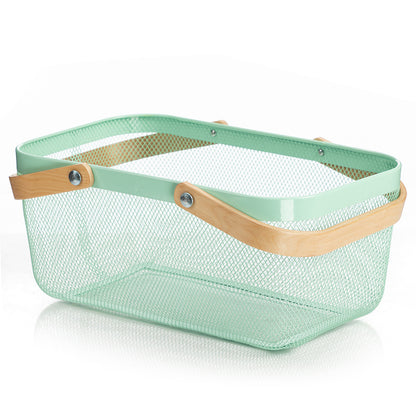 Wooden Handle Mesh Basket Fruit Basket