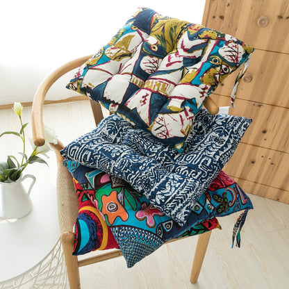 Retro Dark Southeast Asian Ethnic Style Cotton And Linen Chair Cushion