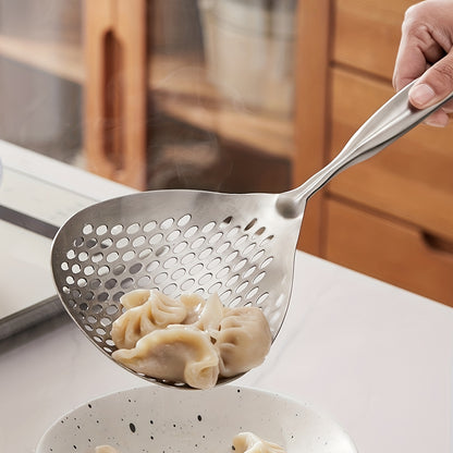 1pc Stainless Steel Large Colander Skimmer, Kitchen Strainer For Frying & Hot Pot, Draining Accessory For Cooking & Baking, Durable Utensil For Restaurant Use Eid Al-Adha Mubarak