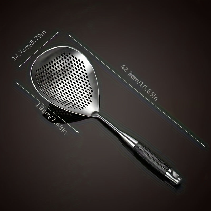 1pc Stainless Steel Large Colander Skimmer, Kitchen Strainer For Frying & Hot Pot, Draining Accessory For Cooking & Baking, Durable Utensil For Restaurant Use Eid Al-Adha Mubarak